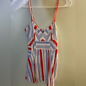 Express Red and Blue Striped mini Dress XS